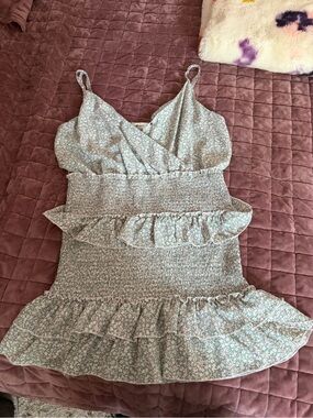 mahina Mint Green Floral Sundress with White Bloom Print